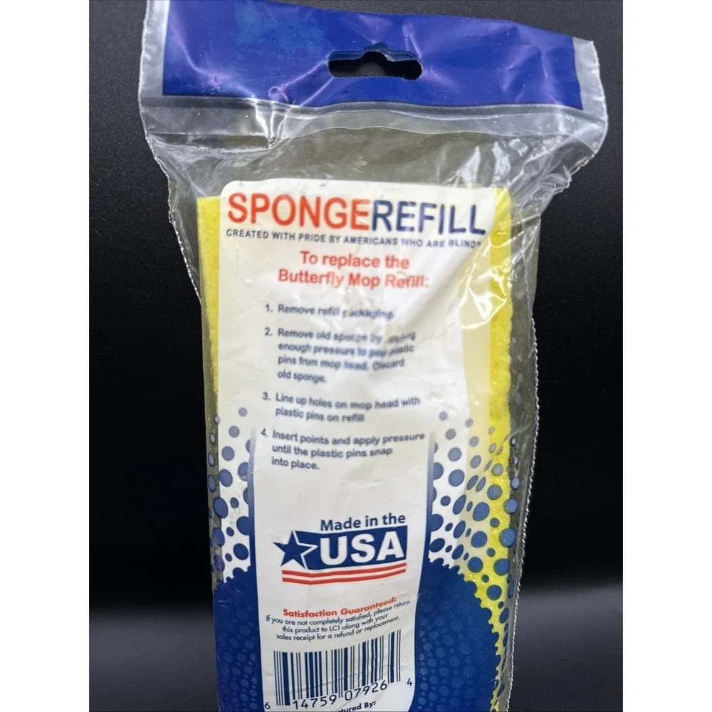 Sponge Mop REFILL TYPE I Yellow Cellulose Squeeze Head Butterfly Pad 9.5